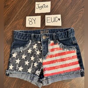 Justice Blue and Red Star-Striped Shorts